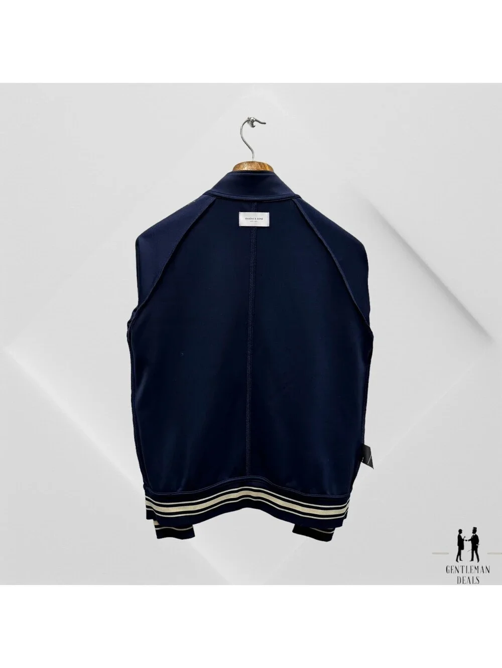 Ovadia & Sons Men's Blue & White Striped Full-Zip Long-Sleeve Jacket Sweater M